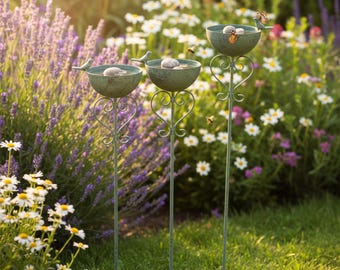 Pollinator Watering Station Stake, Bee Butterfly Hummingbird Feeder, Garden Decor, Mother's Day Gift