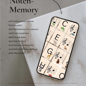 Note Memory Game for Children (Digital Download) - Learn notes playfully, Music Education Learning Game PDF for printing, Music Lessons