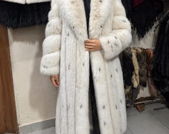White Faux Fur Long Coat Women Winter Luxury Overcoat Elegant Warm Jacket Gift