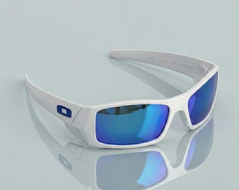 New* Oakley Gascan Sunglasses - White Frame Mirrored Lens Polarized 009014