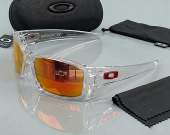 Neu* Oakley Gascan Sonnenbrille 009014 - Transparenter Rahmen Polarisierte Spiegelgläser