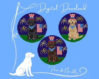 Patriotic Lab Needlepoint Ornament Chart - Digital Download