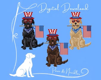 Patriotic Lab Needlepoint Chart - Digital Download