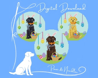 Easter Lab Needlepoint Ornament Chart - Digital Download