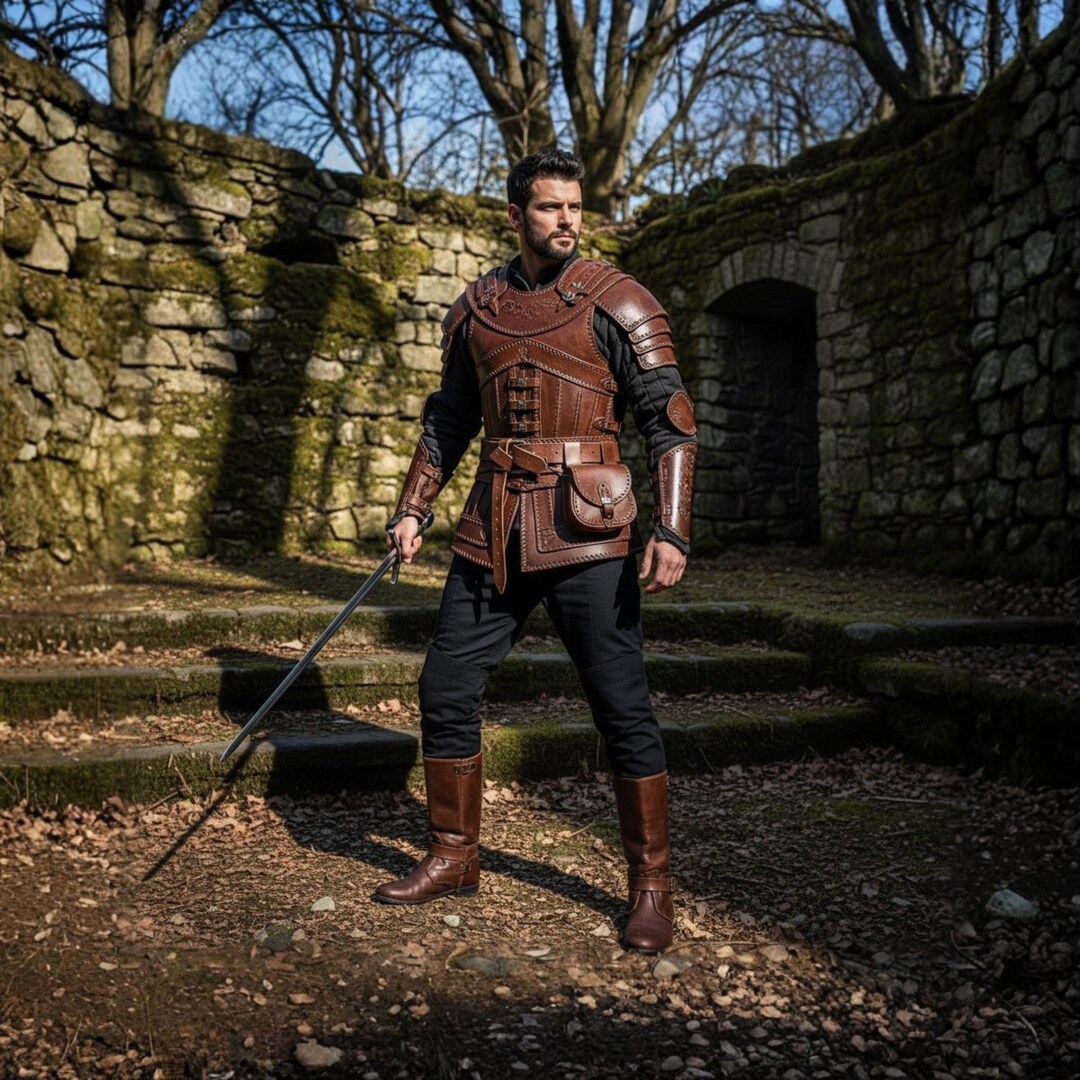 Brown Leather Medieval Armor – Viking LARP Cosplay Costume Set - Etsy
