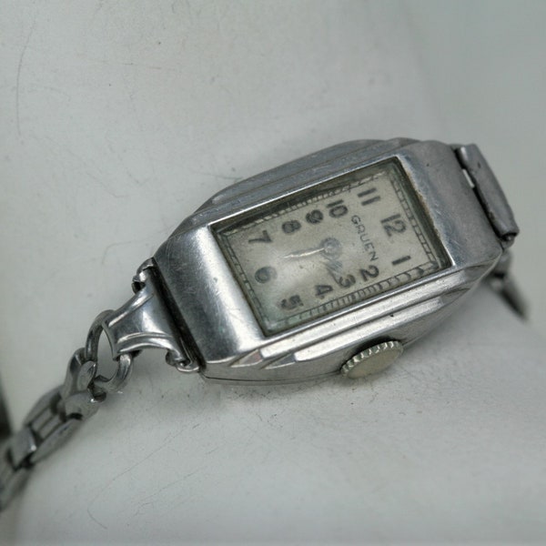 Vintage Gruen Art Deco Style Wrist Watch - Needs Repair