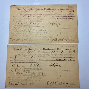 Antique Railroad Freight Post Card-  Late 1800’s - Listing is for 3 Cards
