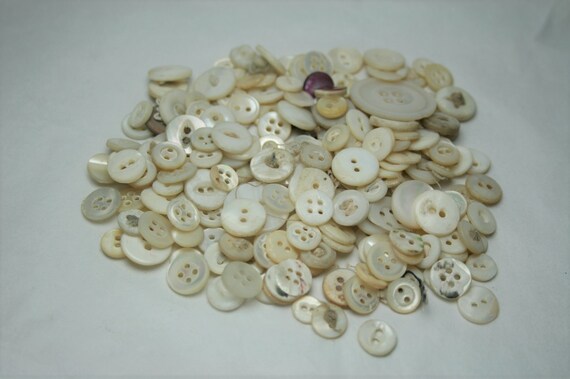 Vintage Lot 200 New Old Stock~Carved~MOP~Mother of Pearl~Shell Buttons~Beautiful