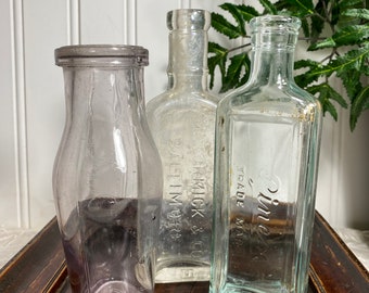 Lot of 3 Antique/Vintage Bottles - Display or Collection