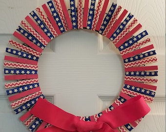 14" Patriotic Clothespin Wreath