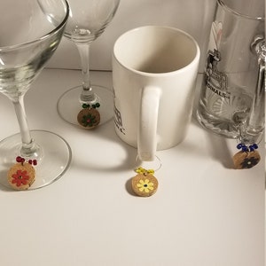 4pc. Flower Cork Wine Charm Set image 3