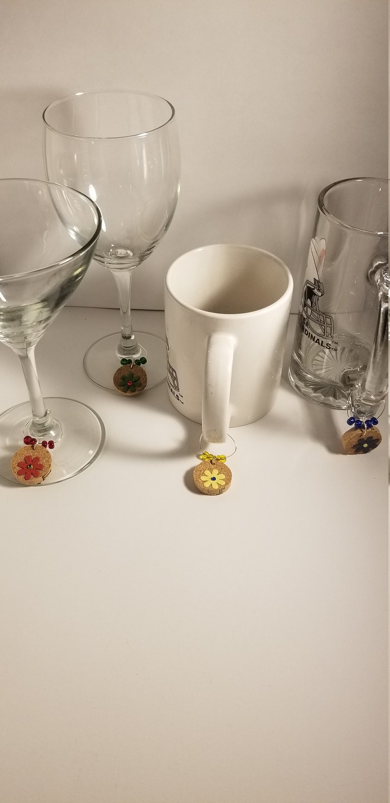 4pc. Flower Cork Wine Charm Set image 3