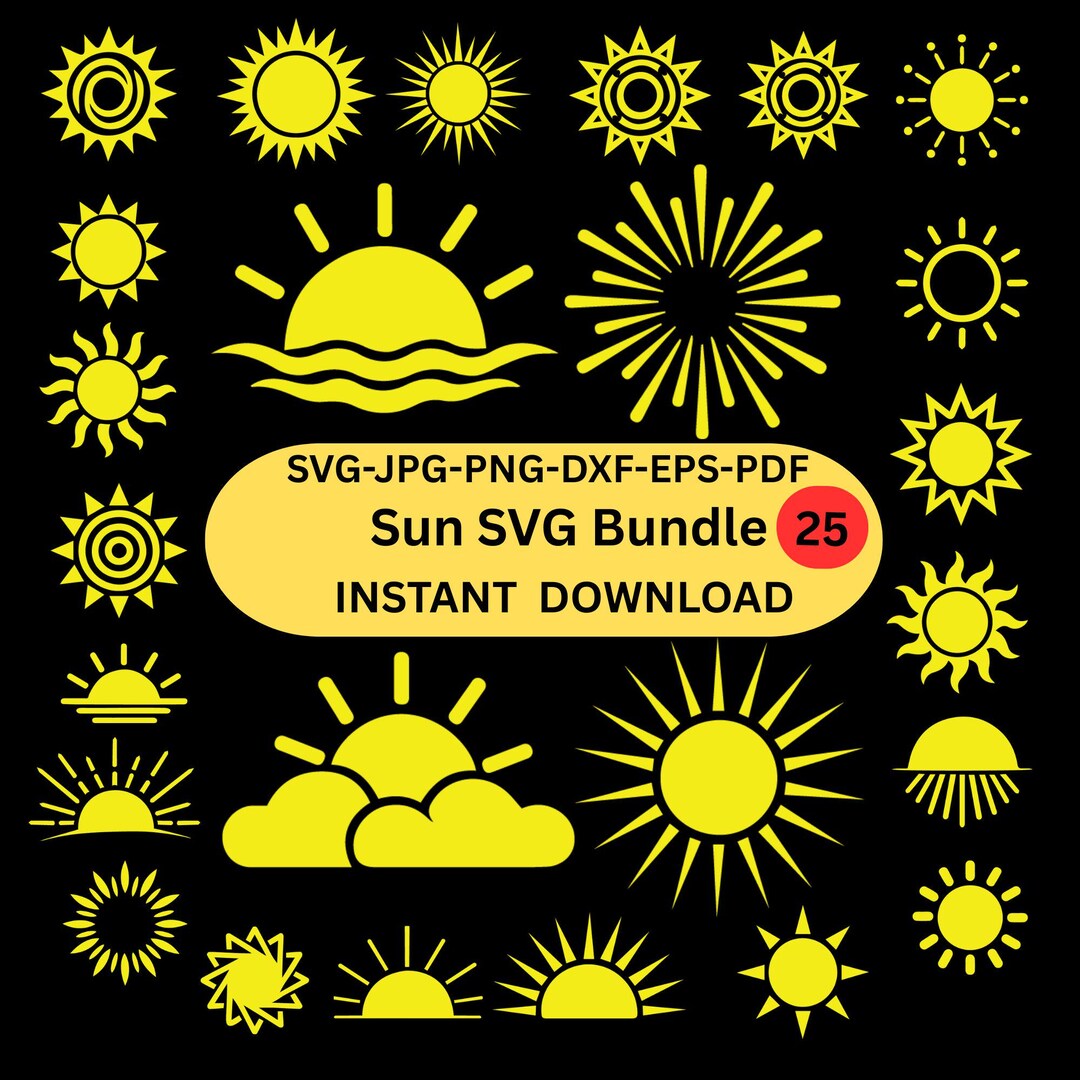 Sun SVG Bundle | Sunrise Clipart & Silhouettes | Cricut Cut Files ...