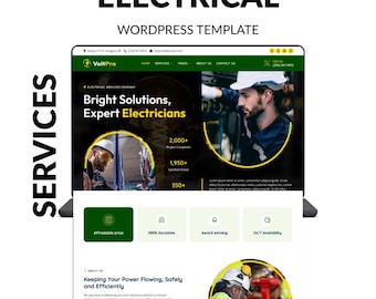WordPress Theme for Electrician Services | Electrical Contractor Solar Small Business Portfolio Website Template