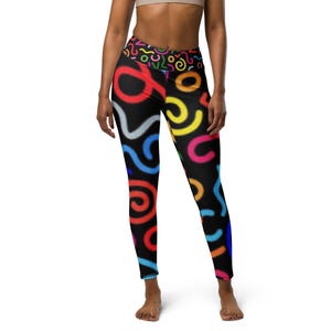 Calça legging feminina de ioga com cós alto e bolso interno: Cores vibrantes