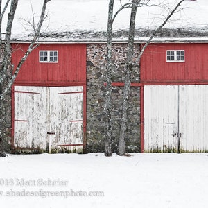 Old Barn Photograph - Old Barn in Winter Photo - Snow Fine Art Photo Wall Art Winter Bucks County