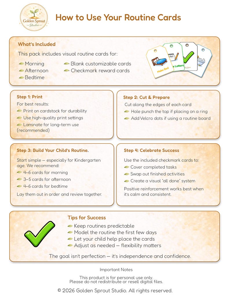 Check Mark Routine Printable Routine Cards for Kids – Visual Schedule for Toddlers and ...
