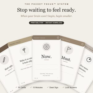 ADHD Focus Cards Printable | Task Initiation Help | Executive Dysfunction Tool | One Thing at a Time | Pocket Focus™ System