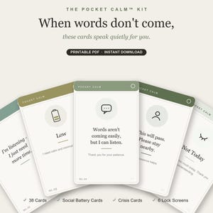 Nonverbal Communication Cards for Adults | Social Battery Printable | Autism Shutdown Support | Quiet Scripts | Pocket Calm™ Kit