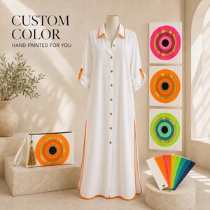 Custom Hand Painted Evil Eye Shirt Dress and Matching Clutch Set, Wearable Art