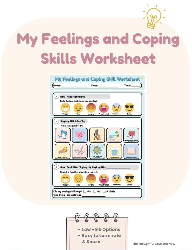 Kids Feelings Worksheet | Emotional Regulation Activity | Coping Skills ...