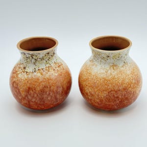 Vases Anthropologie Set 2 Ceramic Bud Orange Reactive Glaze Round 4Home Decor image 1