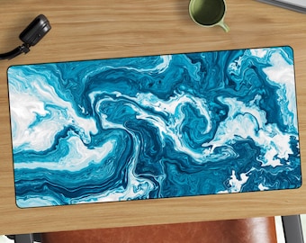Tappetino da scrivania con motivo marmo blu a spirale / Tappetino per mouse da gioco astratto