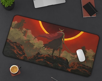 Tappetino da scrivania Dark Fantasy Warrior Eclipse / Tappetino per mouse Red Moon Knight