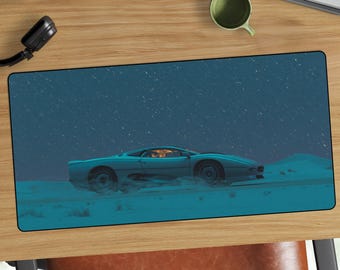 Tappetino da scrivania Jaguar XJ220 Night Cruise / Tappetino per mouse con supercar d'epoca