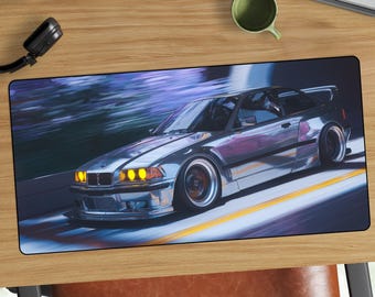 Tappetino da scrivania cromato per BMW E36 Widebody / Tappetino per mouse Speeding M3
