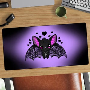 Pastel Goth Bat Desk Mat | Kawaii Vampire Bat Mousepad