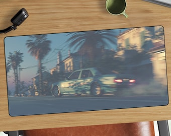 Tappetino da scrivania Miami Vice High Speed Chase / Tappetino per mouse Retro Mercedes 500e