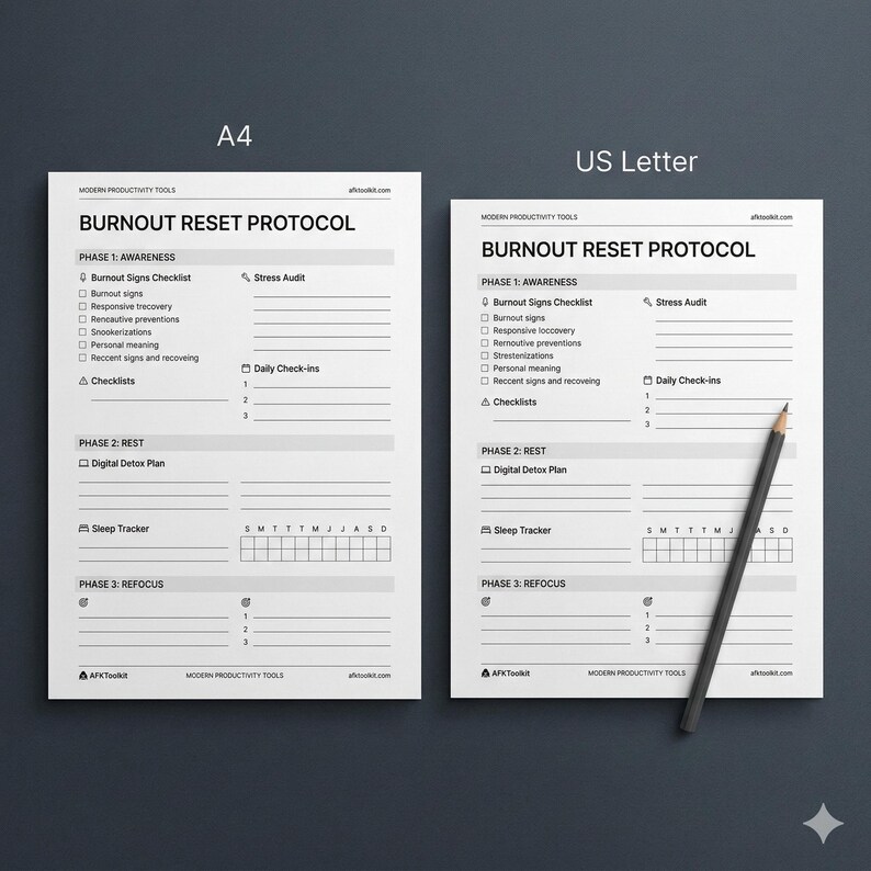 Burnout Reset Worksheet for Mental Exhaustion & Overwhelm Relief ...