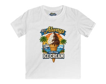 Es ist immer Zeit für Eis Kinder T-Shirt | Eiswaffel, Palmen, Sommer