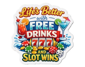 Livet är bättre med gratis drinkar och vinster från spelautomater. Stansad magnet | Casinococktaildesign