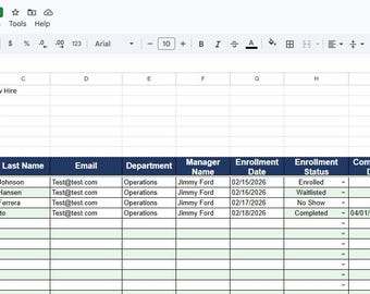 Lerner Kohorten Tracker Excel Vorlage | Die Score-Karte zeigt den Status der Anmeldung bei der Trainings-Meeting an