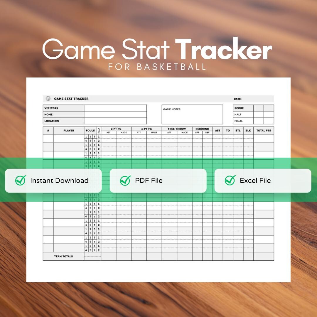 Stat Recording Tablet Basketball Basketball Game Stat Tracker | Instant Download | Printable PDF ...