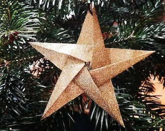 Golden Glitter star pendant, in folded paper