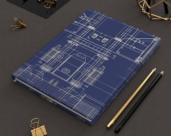 Quaderno con copertina rigida per schemi di progettazione - Taccuino di architettura A5 - Regalo per ingegnere e architetto