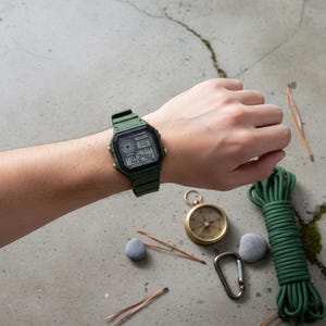 Green Military Digital Watch | Rugged Sport Wristwatch for Men | Water Resistant Outdoor Gear image 5