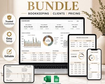 Paket för småföretag: Bokföring, CRM, priskalkylator (Excel, Google Sheets)