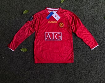 Manchester united 2008 Ronaldo 7 Home Jersey Kit, Full Sleeve Shirt with Shorts, Handstitched Soccer Kit, Gift Football Uniform For Kids