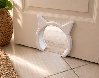 Chatière pour porte intérieure chat – Cat Door Frame imprimée en 3D – passage mural/porte design oreilles de chat – 24 x 23 cm