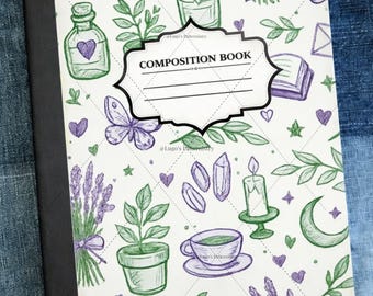 Handgezeichnete Lavendel Salbei Komposition Notebook-Cover PNG | Cottagecore Journal (Digitaler Download)