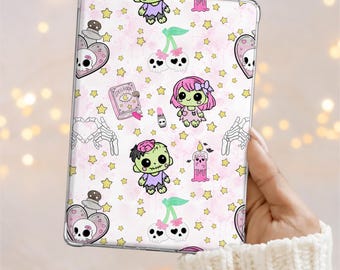 Kawaii Gothic Kindle Einsatz PNG | Gruselige Zombie Puppen, Totenköpfe (5x7 Digital Download)