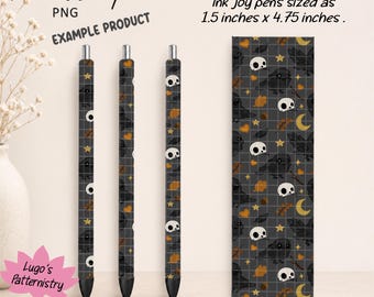 Corbeau mignon et crâne | Enveloppe pour stylo InkJoy (PNG) | Enveloppe pour stylo corbeau gothique | Papeterie effrayante | Enveloppe pour stylo d'Halloween | Téléchargement instantané | Compatible avec les stylos InkJoy