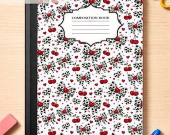 Couverture de cahier à motif vache cerise | Couverture de cahier Coquette (Téléchargement numérique)