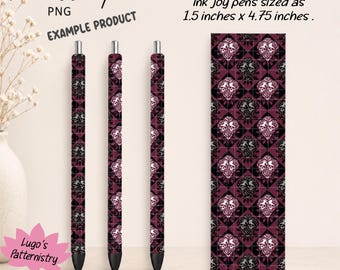 Stylo à motif de crânes et roses gothiques (PNG) | Design de papeterie InkJoy (Téléchargement numérique)