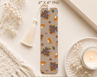 Marque-page Dinde de Thanksgiving | Accessoire de lecture d'automne dessiné à la main (Téléchargement numérique)