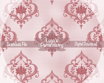 Vintage Lotus Muster - Blush Pink Floral Digitales Papier (PNG)